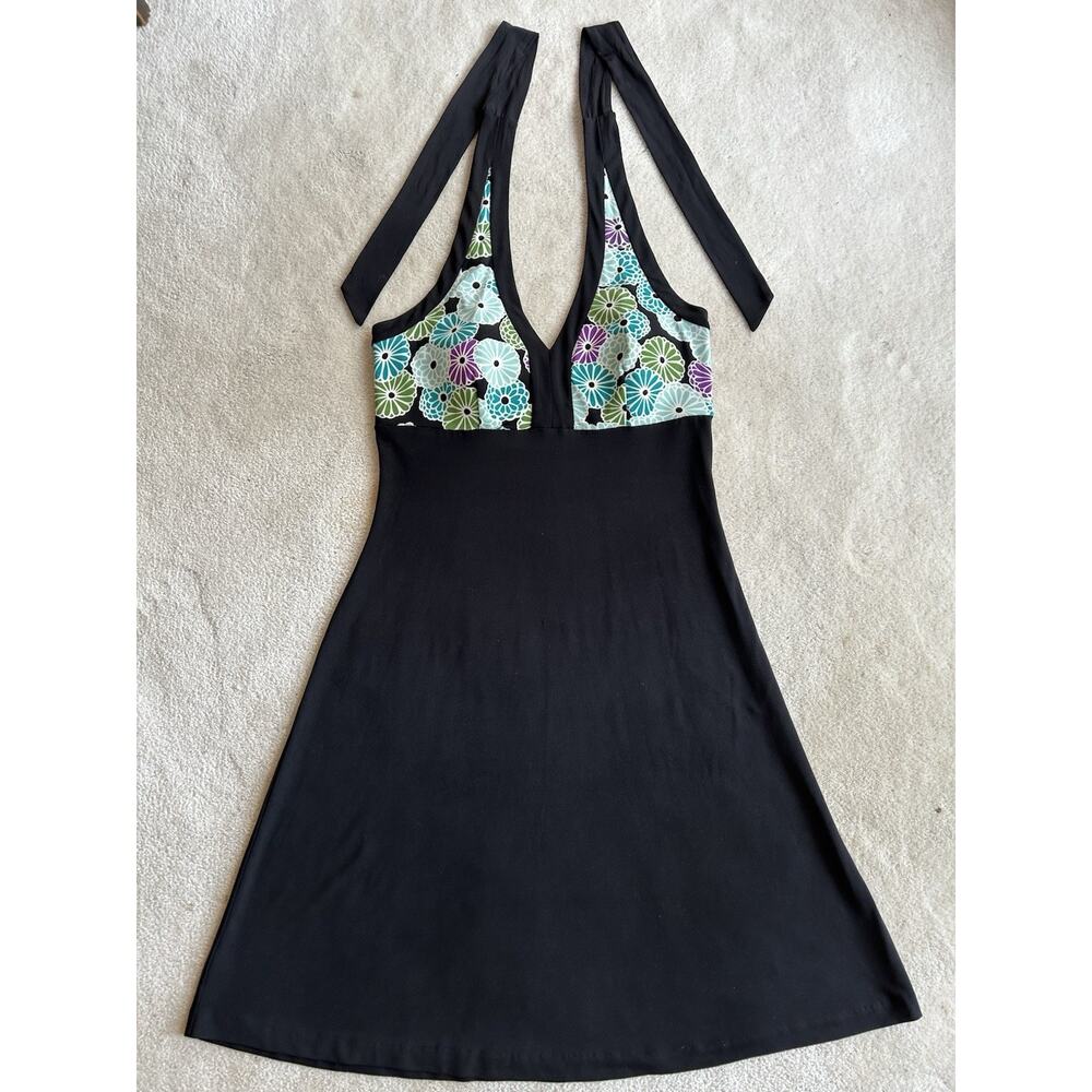 INC Dress International Concepts Halter Tie Dress Black Vintage Y2K Retro Size S